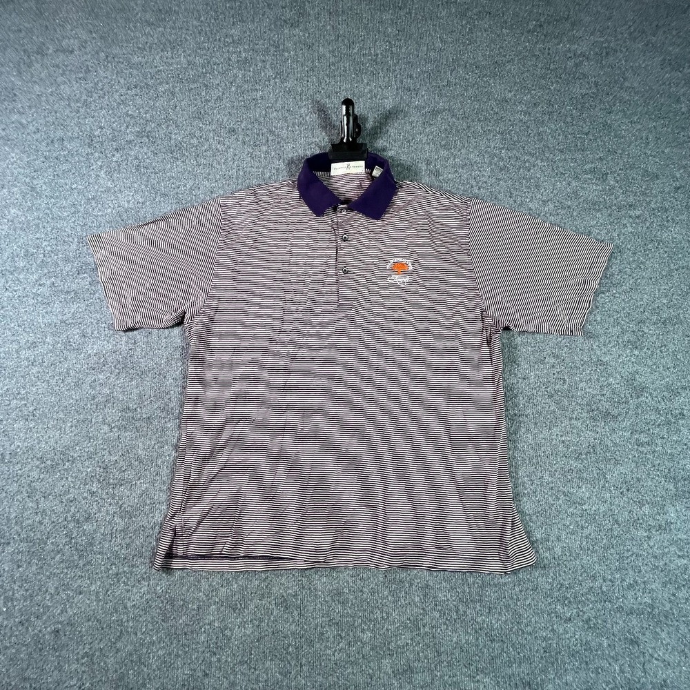 Fairway & Greene Golf Polo Shirt Mens Large Purple Striped Ocean Course Kiawah
